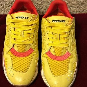 Versace Yellow and Red Sneakers